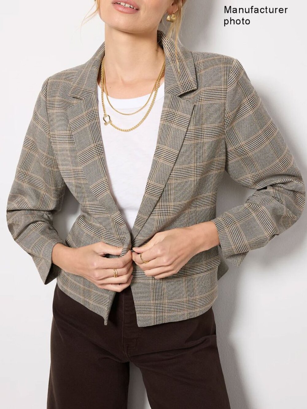 Evereve Astor Plaid Cropped Blazer Large - Picture 13 of 13